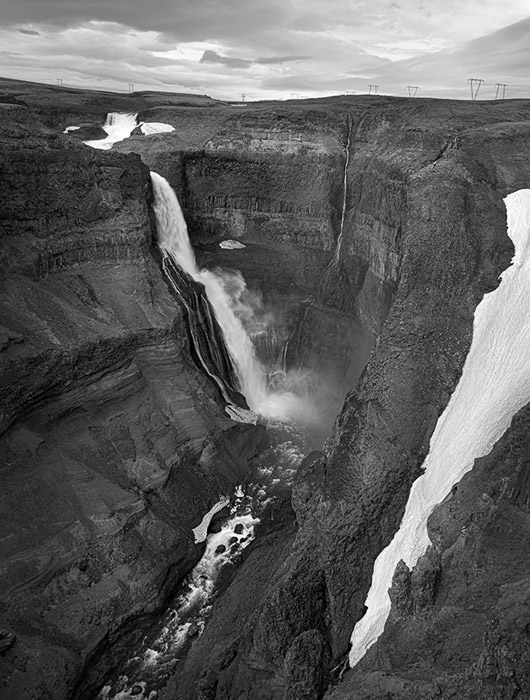 Haifoss Waterfall Iceland BW 1380