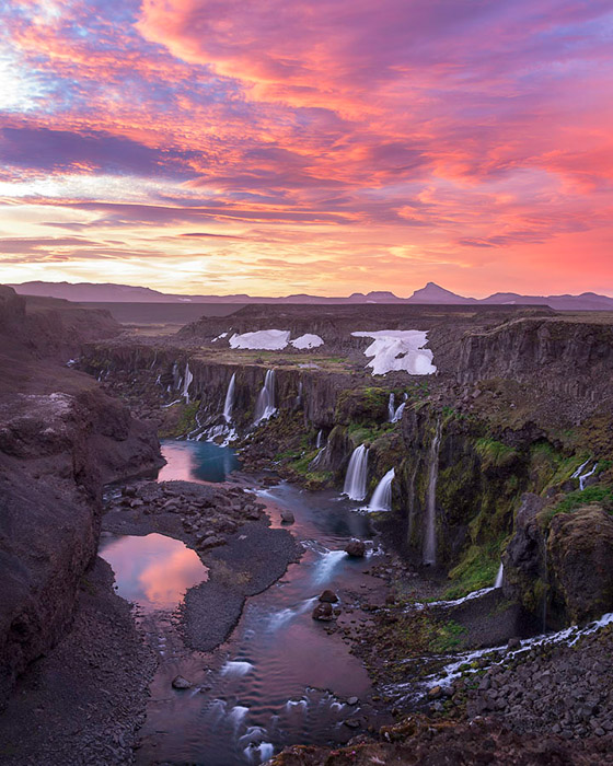 Sigoldufoss Waterfalls Iceland Color 1291