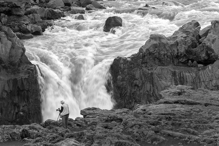 Aldeyjarfoss Waterfall Iceland BW 3381