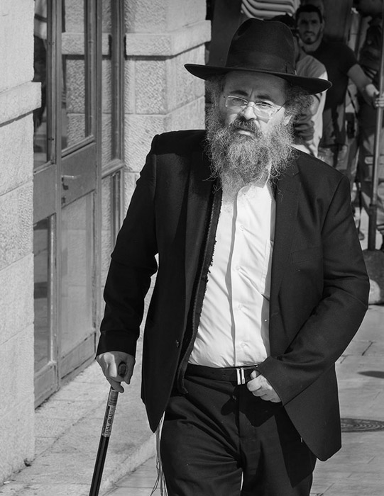 Religious Man Walking BW 5227