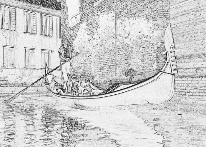 Venice Gondola Pen & Ink 4373