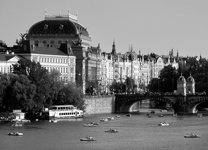 Prague Vltava River BW 0355