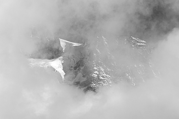 Mt Shuksan In Clouds BW 2276