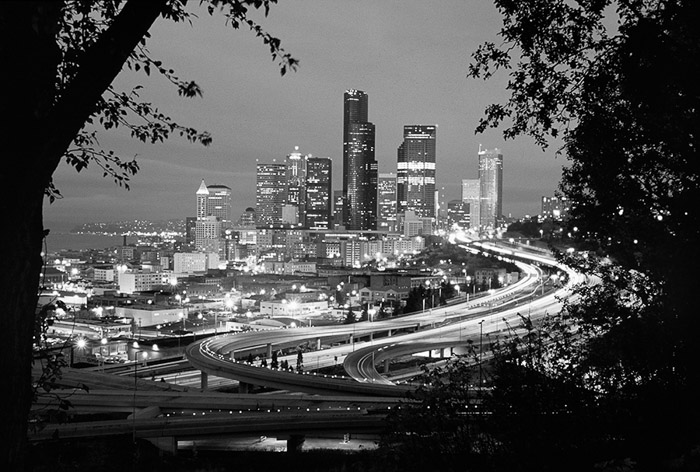 Seattle Skyline From Beacon Hill BW