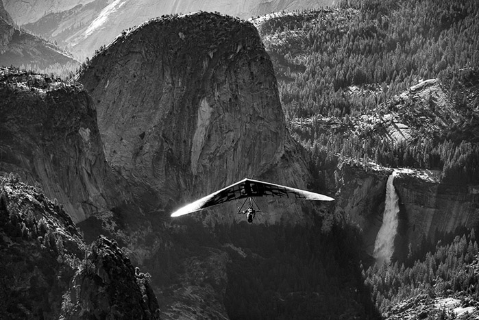 Yosemite Hang Glider Nevada Falls BW 0649
